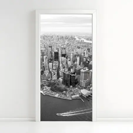 Türaufkleber Manhattan skyline aus der luft – Pixers®