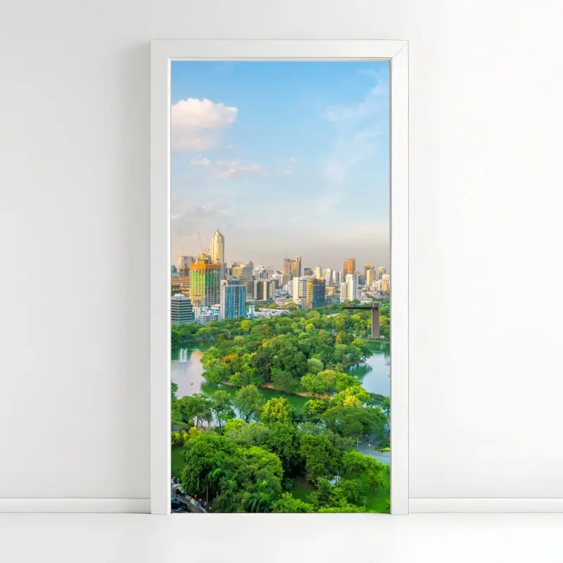 Türaufkleber Bangkok skyline über dem Lumpini Park