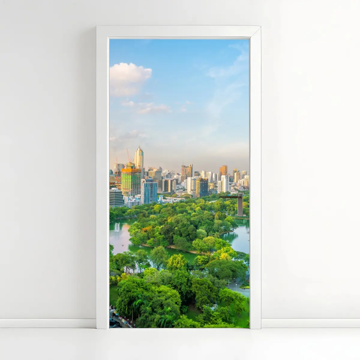 Türaufkleber Bangkok skyline über dem Lumpini Park – Pixers®