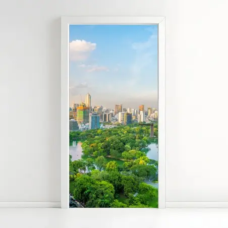 Türaufkleber Bangkok skyline über dem Lumpini Park – Pixers®