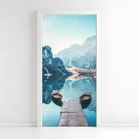 Türaufkleber ruhiger morgen am Pragser Wildsee, Dolomiten – Pixers®