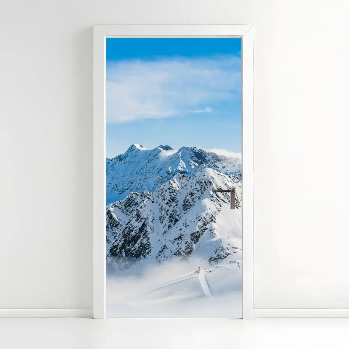 Türaufkleber panorama des Kaunertal gletschers über verschneiten gipfeln – Pixers®
