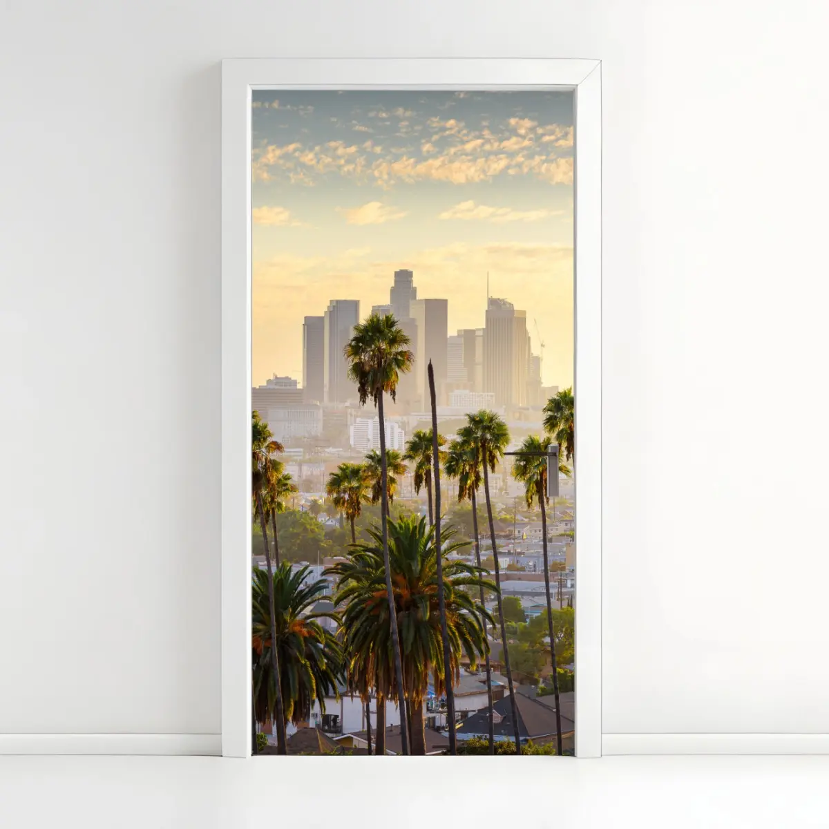 Türaufkleber goldene Los Angeles skyline mit palmen – Pixers®