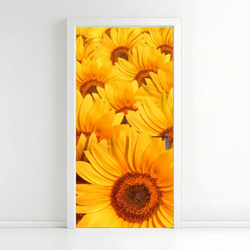 Türaufkleber goldenes sonnenblumenfeld
