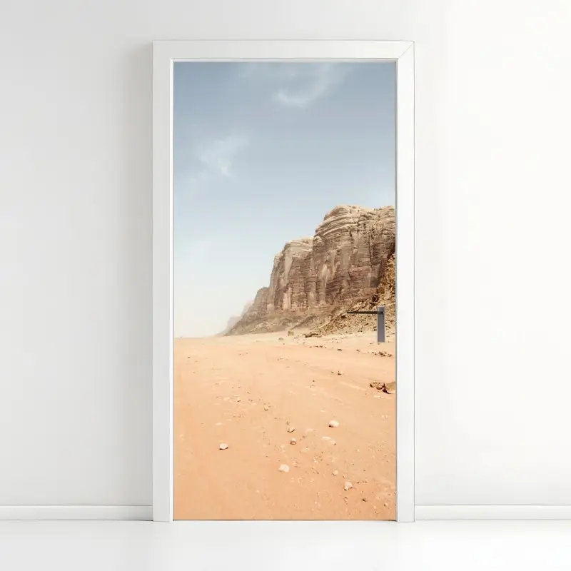 Türaufkleber weites wüstenpanorama in Wadi Rum, Jordanien