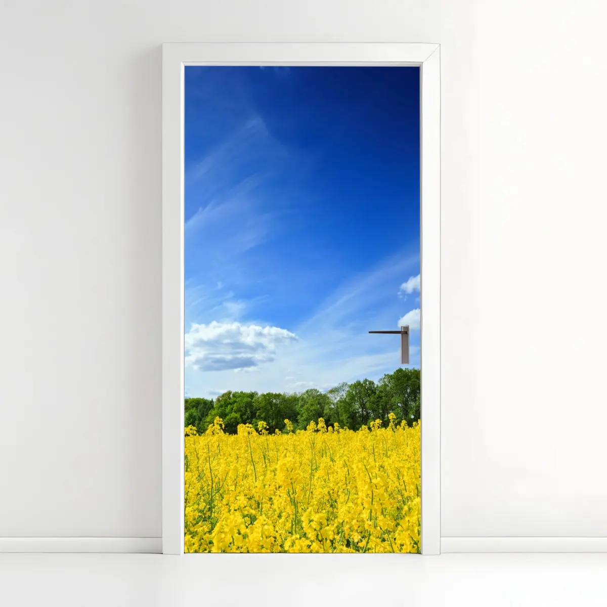 Türaufkleber polnisches rapsfeld unter blauem himmel – Pixers®