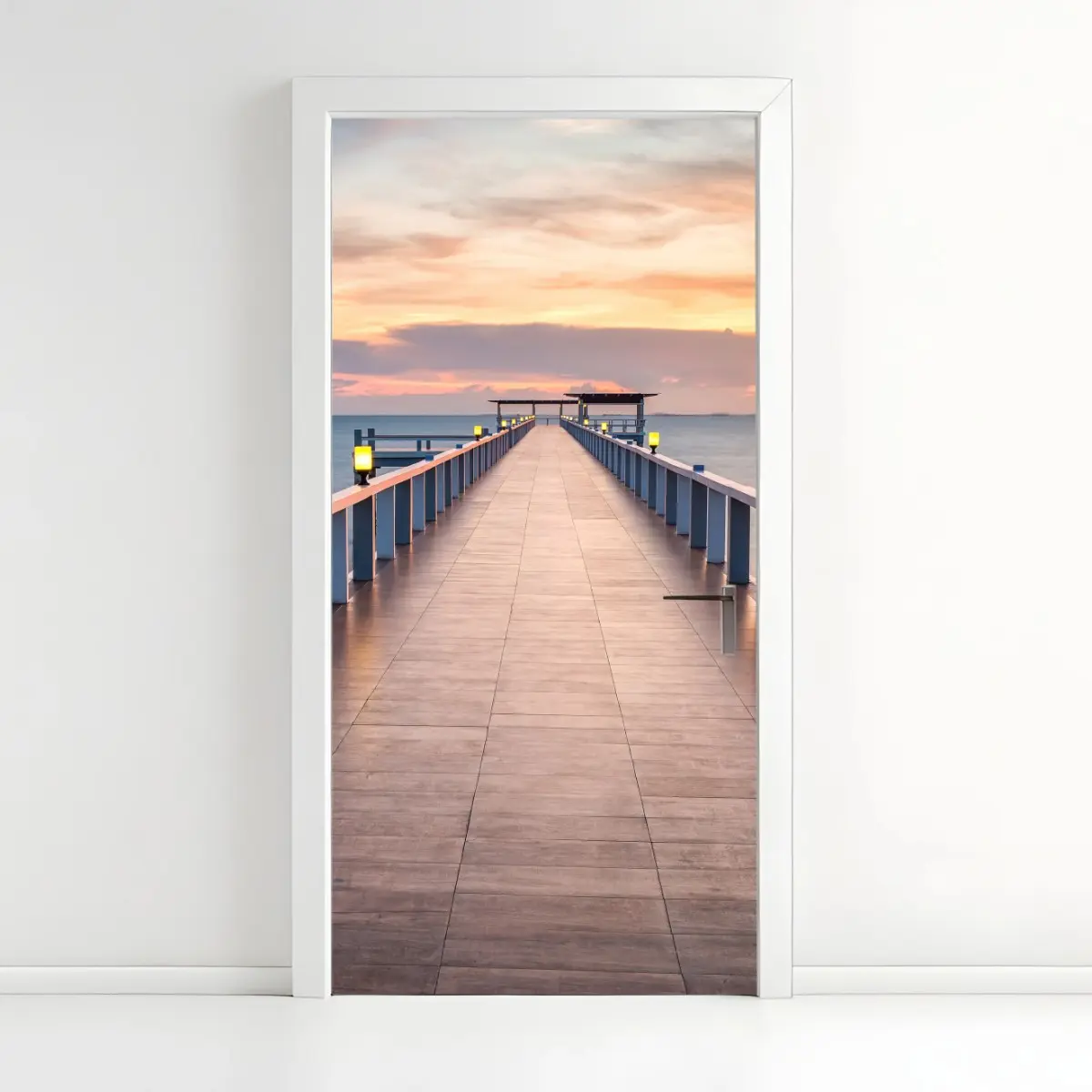Türaufkleber seebrücke bei sonnenuntergang – Pixers®
