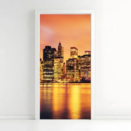 Türaufkleber New York skyline bei sonnenuntergang – Pixers®
