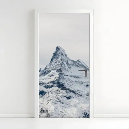 Türaufkleber majestätischer schneebedeckter berggipfel – Pixers®