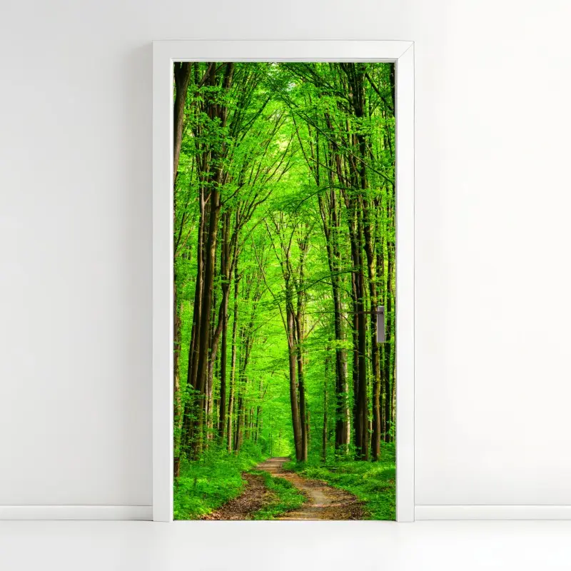 Türaufkleber üppiger grüner waldweg