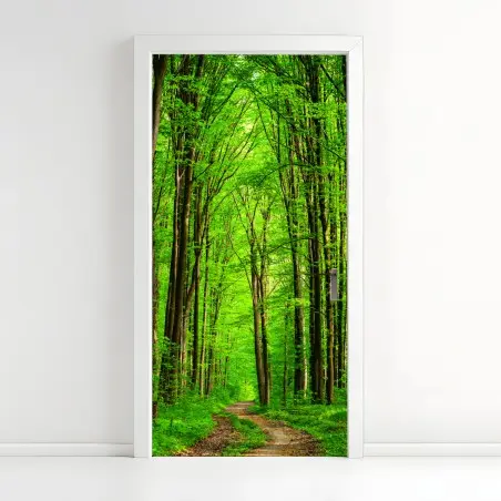 Türaufkleber üppiger grüner waldweg – Pixers®