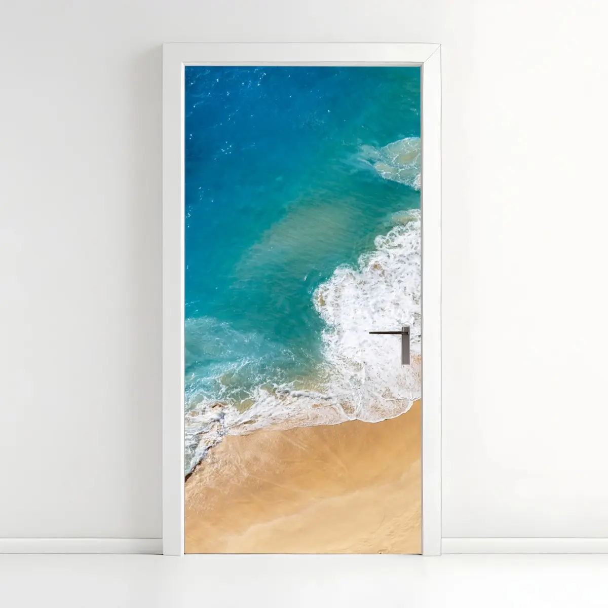 Türaufkleber luftaufnahme türkisfarbener strand – Pixers®