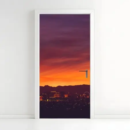 Türaufkleber Las Vegas sonnenuntergang skyline panorama – Pixers®