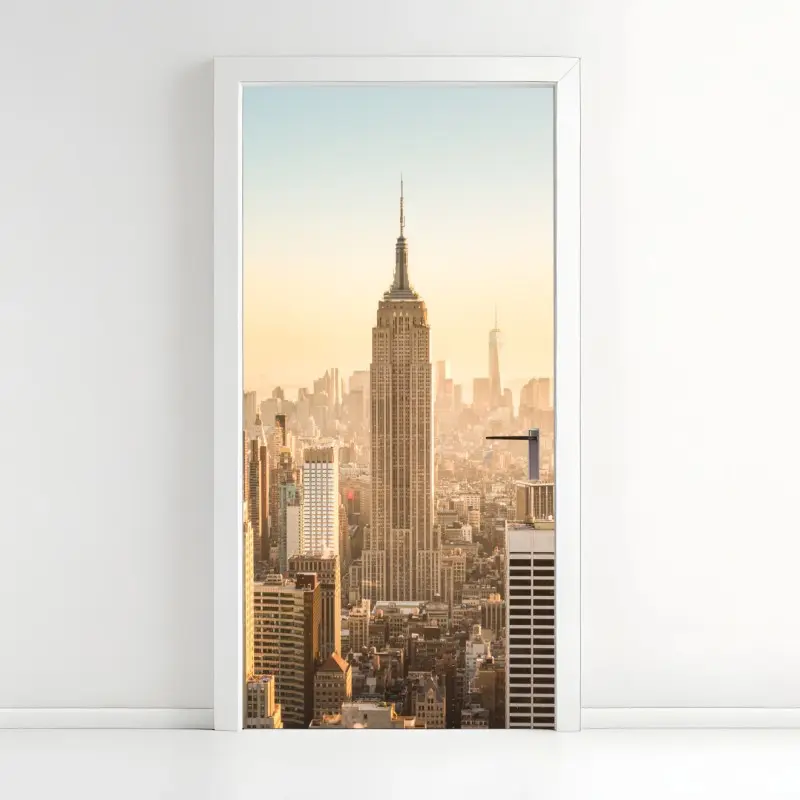 Türaufkleber New York skyline im goldenen licht