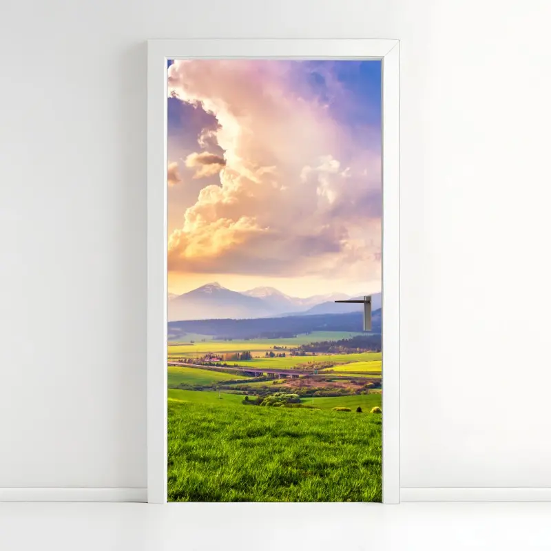 Türaufkleber frühlingshafte panoramalandschaft der Tatra, Slowakei