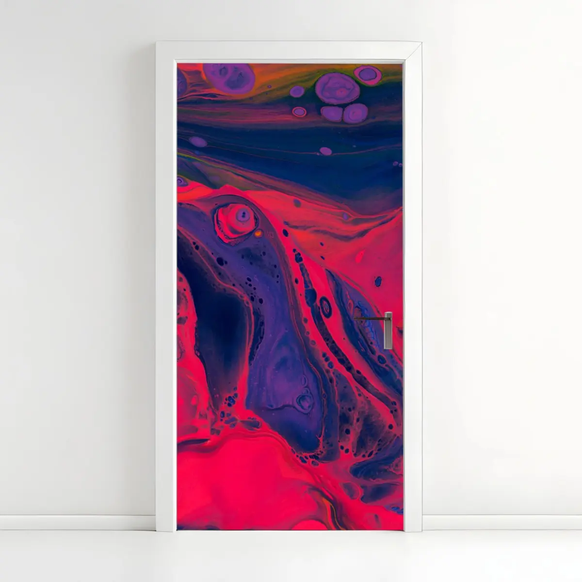 Türaufkleber leuchtende pinke abstrakte flüssige kunst – Pixers®