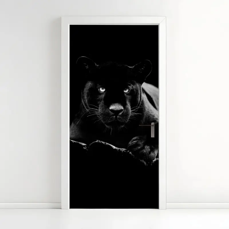Türaufkleber majestätisches porträt eines schwarzen panthers
