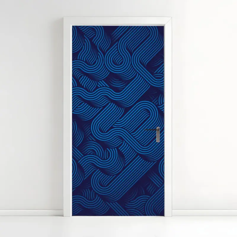 Türaufkleber tiefblaues abstraktes linienmuster