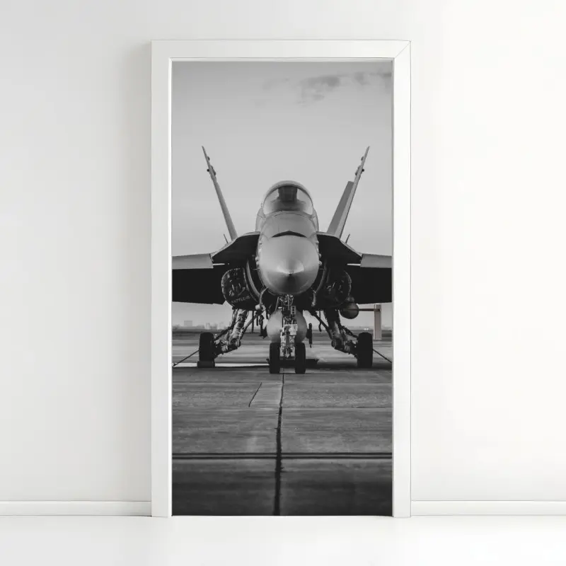 Türaufkleber kampfflugzeug auf der startbahn