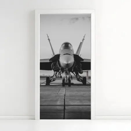 Türaufkleber kampfflugzeug auf der startbahn – Pixers®