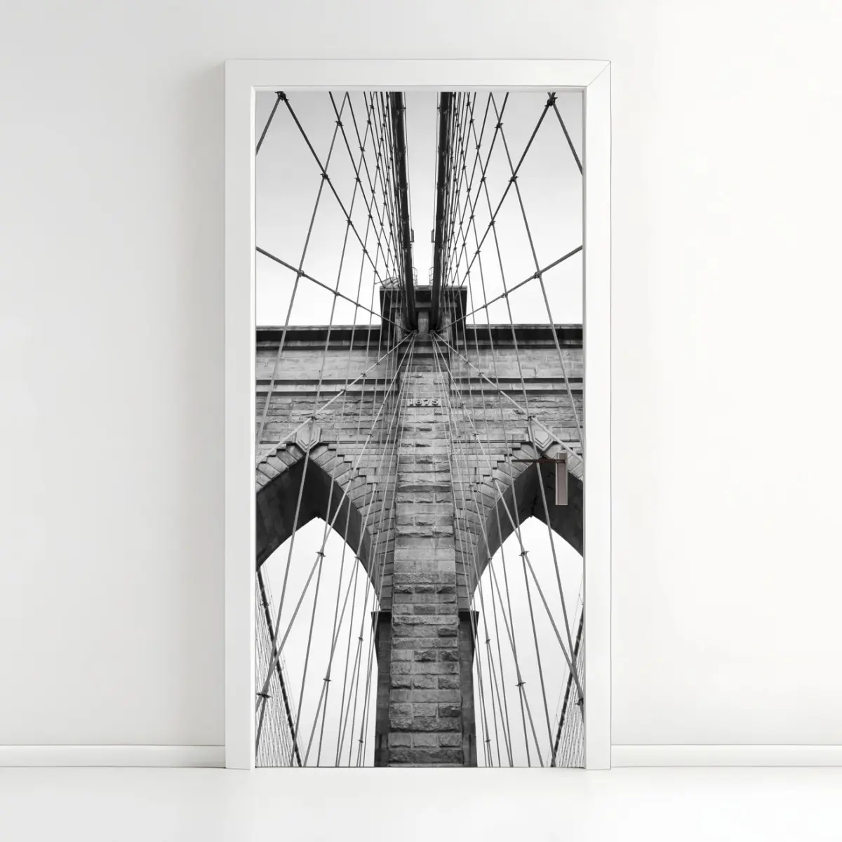 Türaufkleber monochrome hängebrücke aus grafischer perspektive – Pixers®