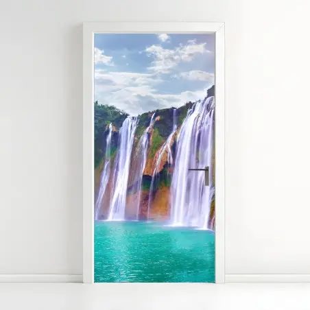 Türaufkleber Jiulong wasserfall türkis kaskade in Luoping, China – Pixers®