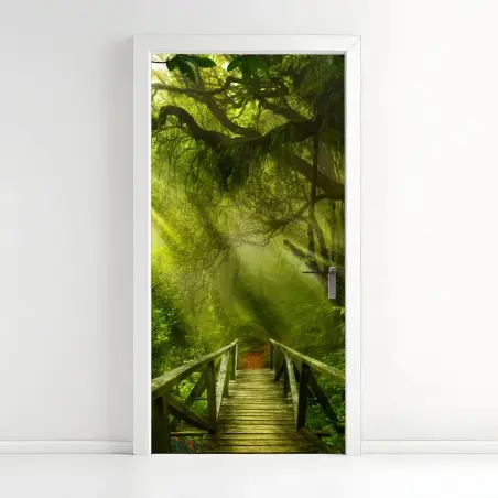 Türaufkleber sonnenbeschienener waldweg – Pixers®