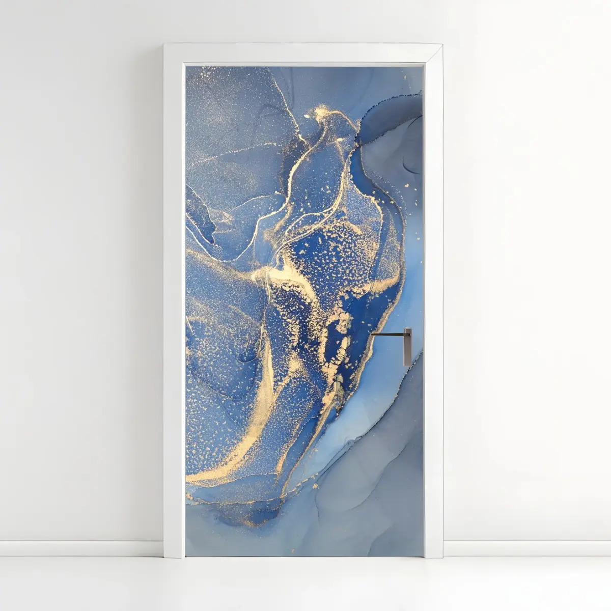 Türaufkleber ozeanblauer marmor mit goldenen adern – Pixers®