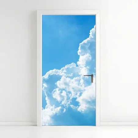 Türaufkleber sanfter blauer himmel mit fluffigen wolken – Pixers®