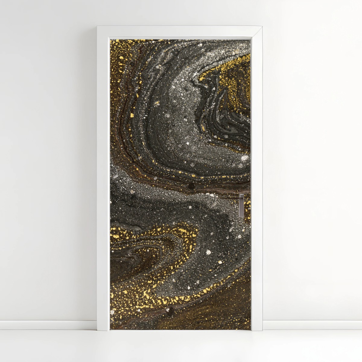 Türaufkleber gold-schwarzer marmorwirbel – Pixers®