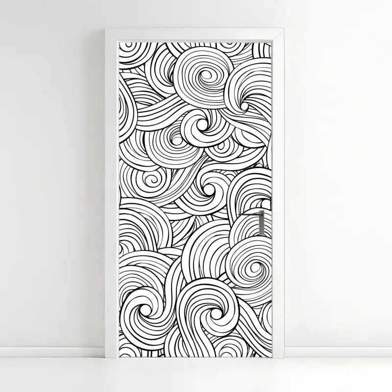 Türaufkleber schwarzweißes spiralmuster