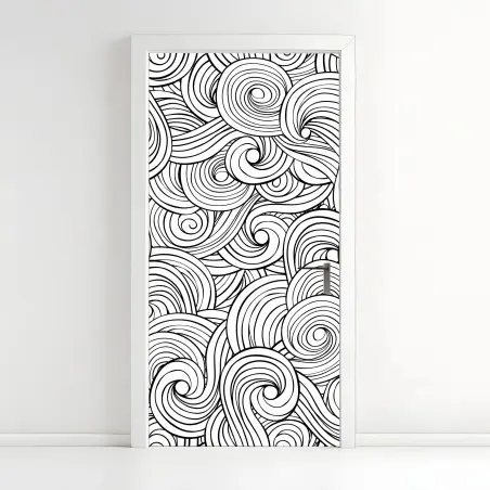 Türaufkleber schwarzweißes spiralmuster – Pixers®