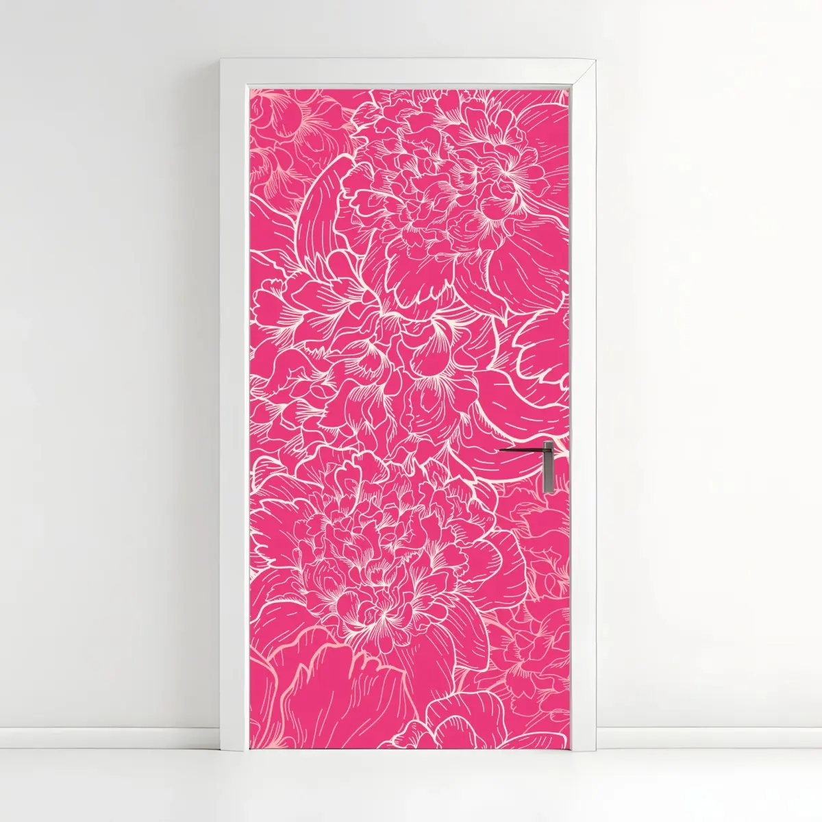 Türaufkleber leuchtendes rosa pfingstrosenmuster – Pixers®