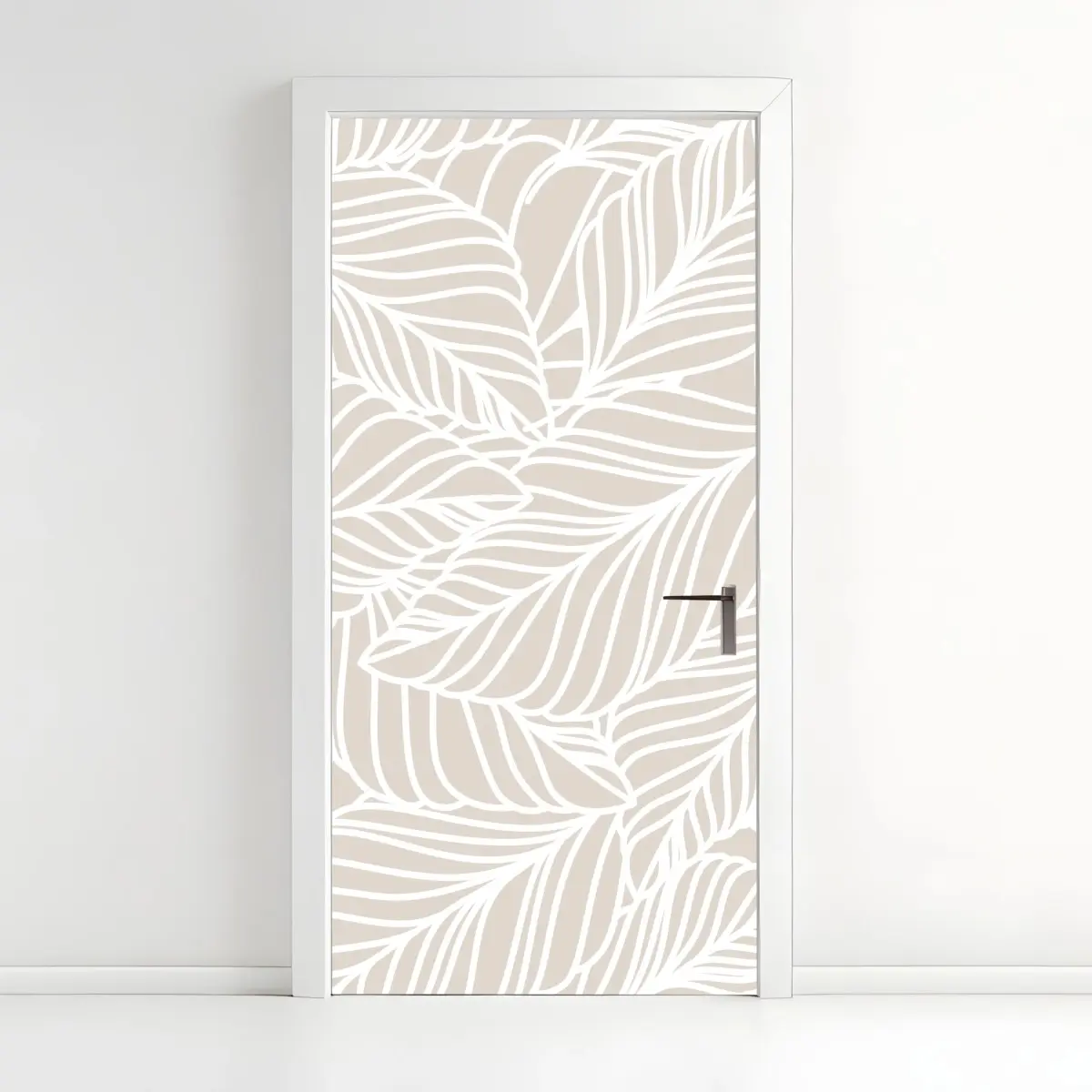 Türaufkleber beige botanisches blattmuster – Pixers®