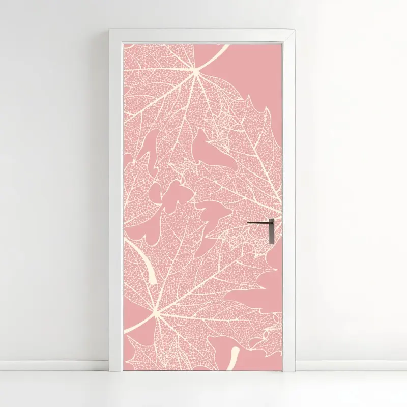 Türaufkleber zartes rosa blattmuster