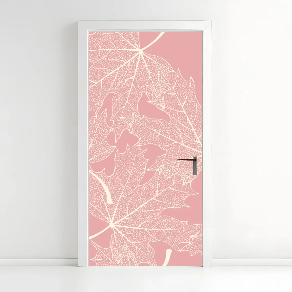 Türaufkleber zartes rosa blattmuster – Pixers®