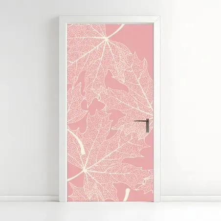 Türaufkleber zartes rosa blattmuster – Pixers®