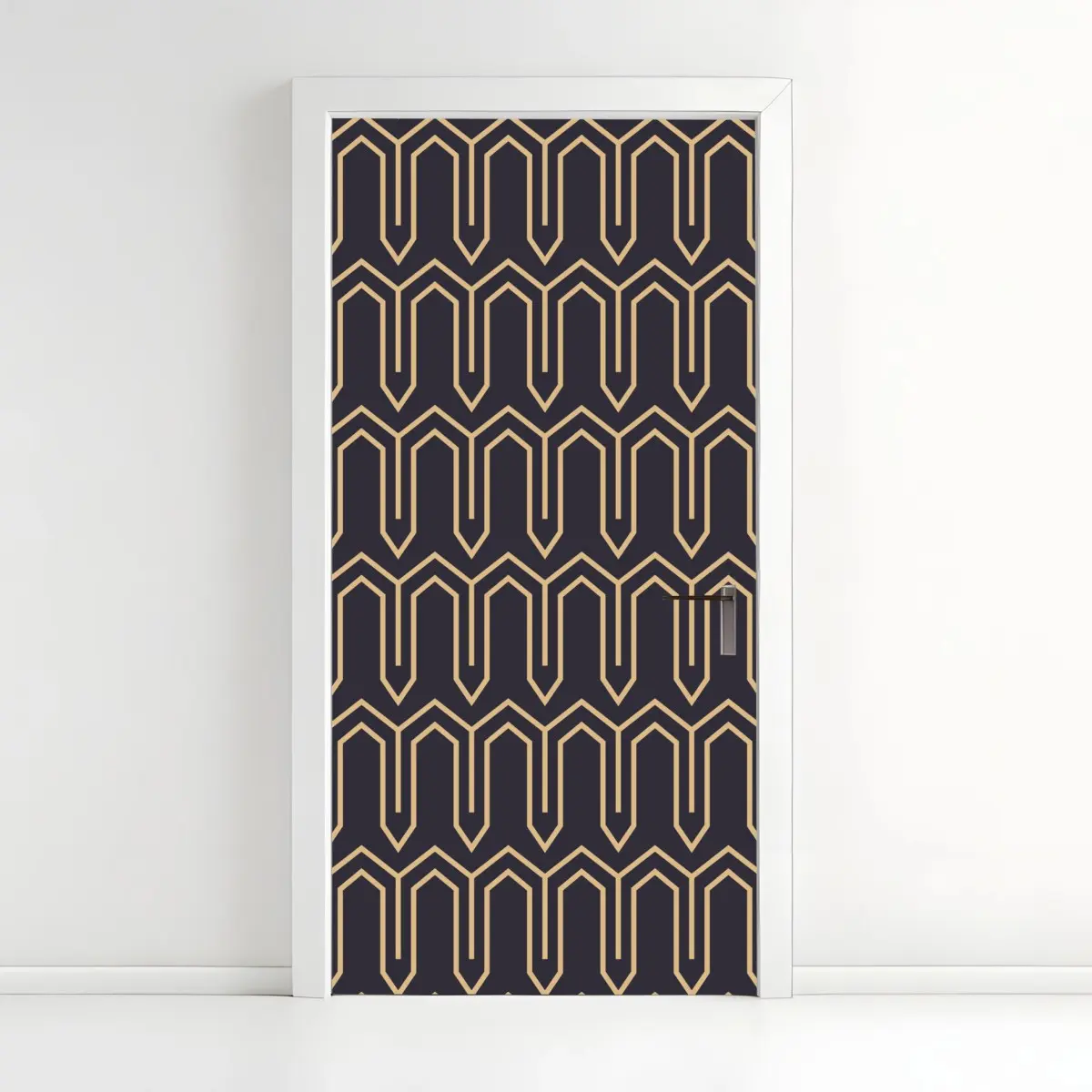 Türaufkleber art deco geometrisches muster in gold und schwarz – Pixers®