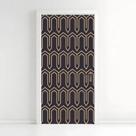 Türaufkleber art deco geometrisches muster in gold und schwarz – Pixers®