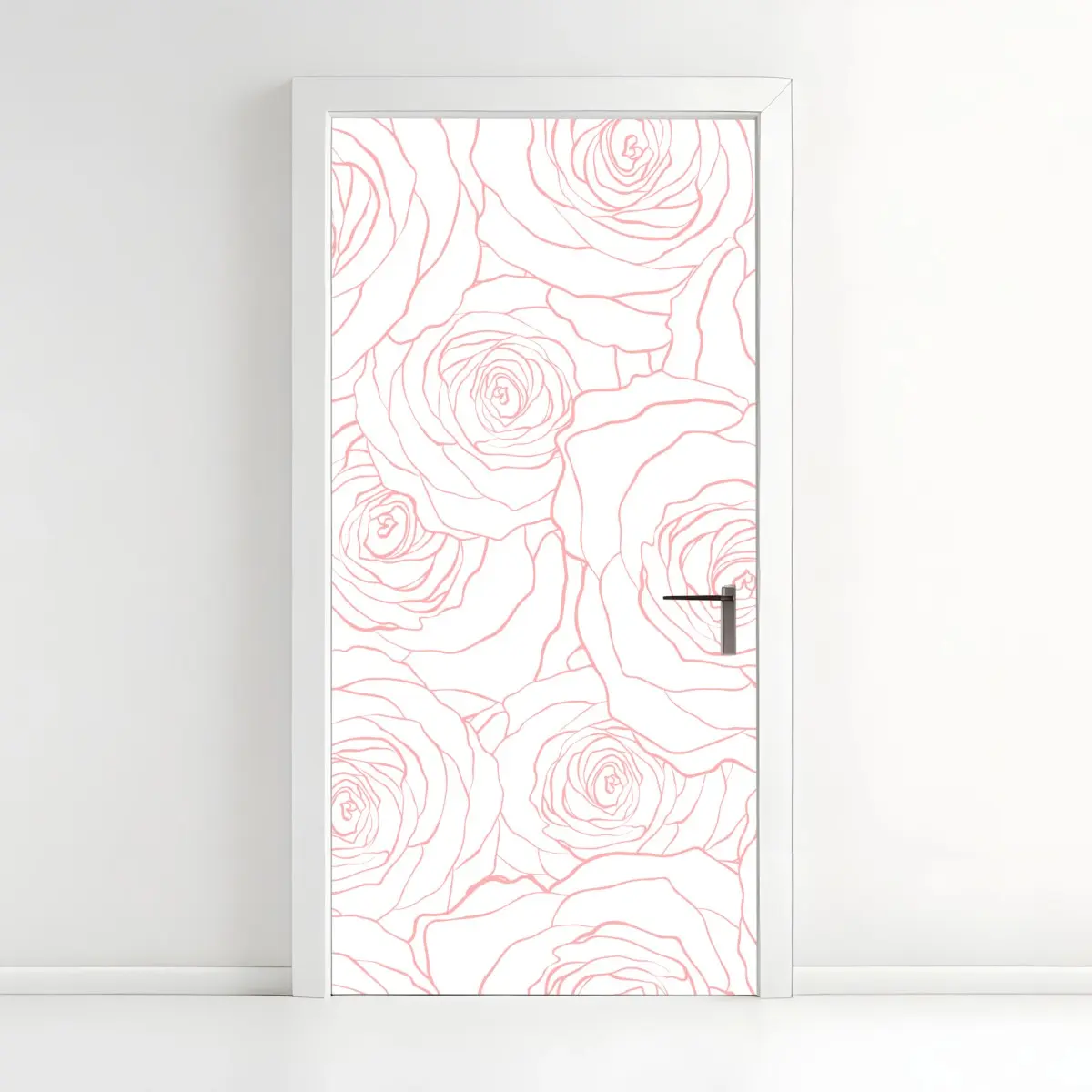 Türaufkleber zartes muster rosa rosen – Pixers®