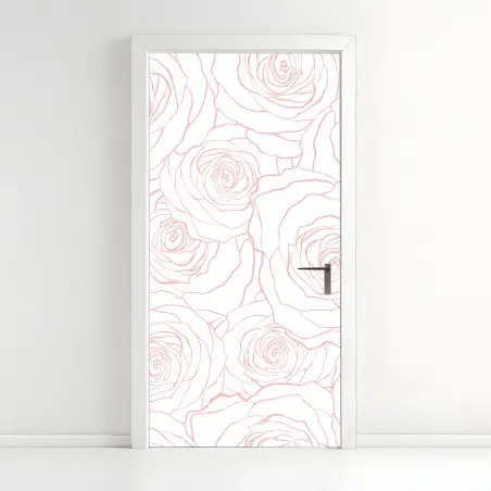 Türaufkleber zartes muster rosa rosen – Pixers®