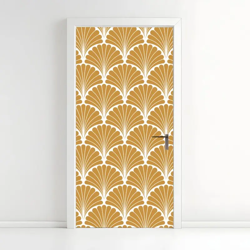 Türaufkleber goldenes fächermuster im art-deco-stil