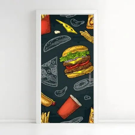 Türaufkleber vintage fast-food muster – Pixers®