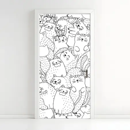 Türaufkleber verspieltes katzen-doodle muster – Pixers®