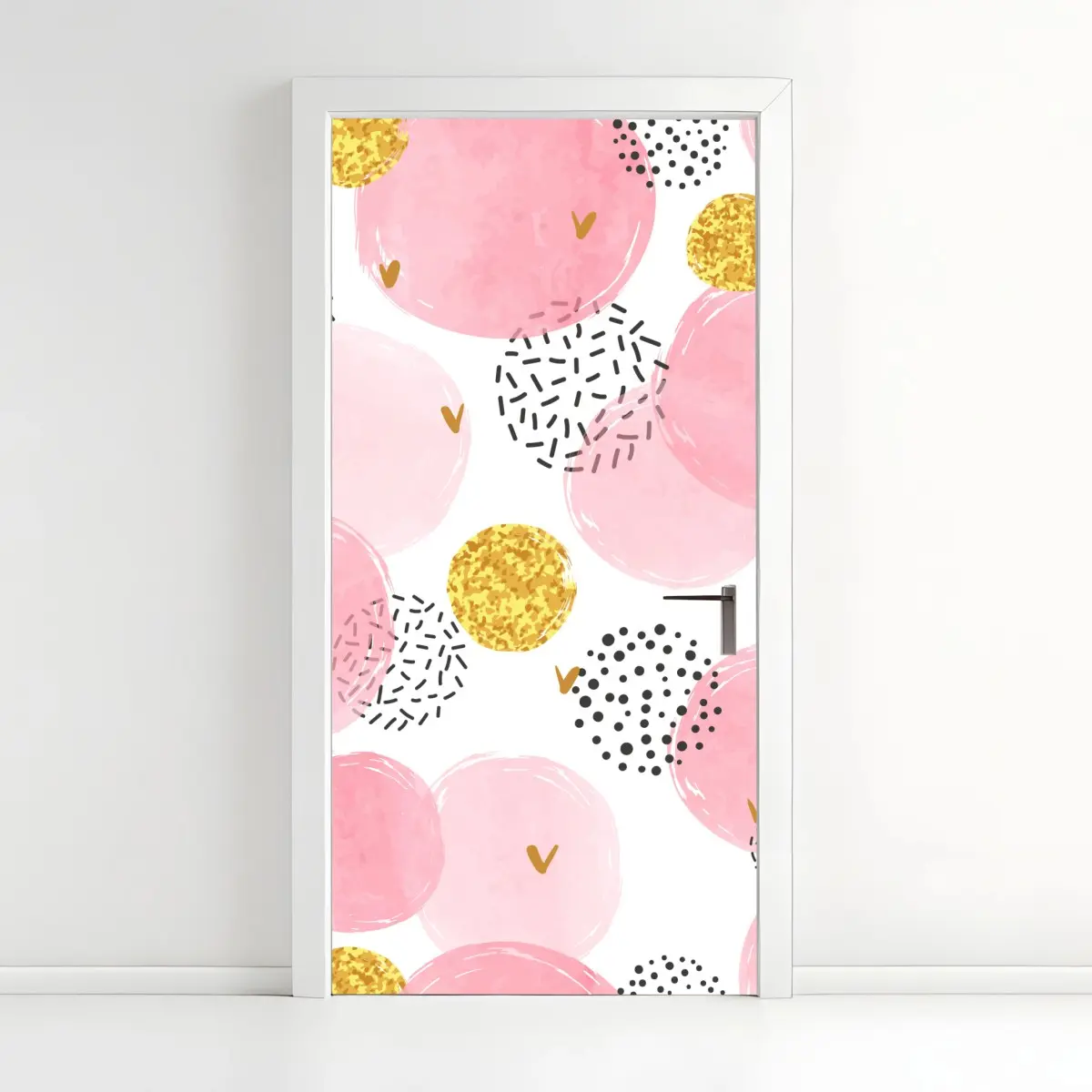 Türaufkleber rosa aquarellkreise mit goldenen akzenten – Pixers®