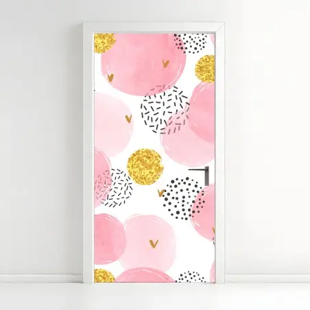 Türaufkleber rosa aquarellkreise mit goldenen akzenten – Pixers®