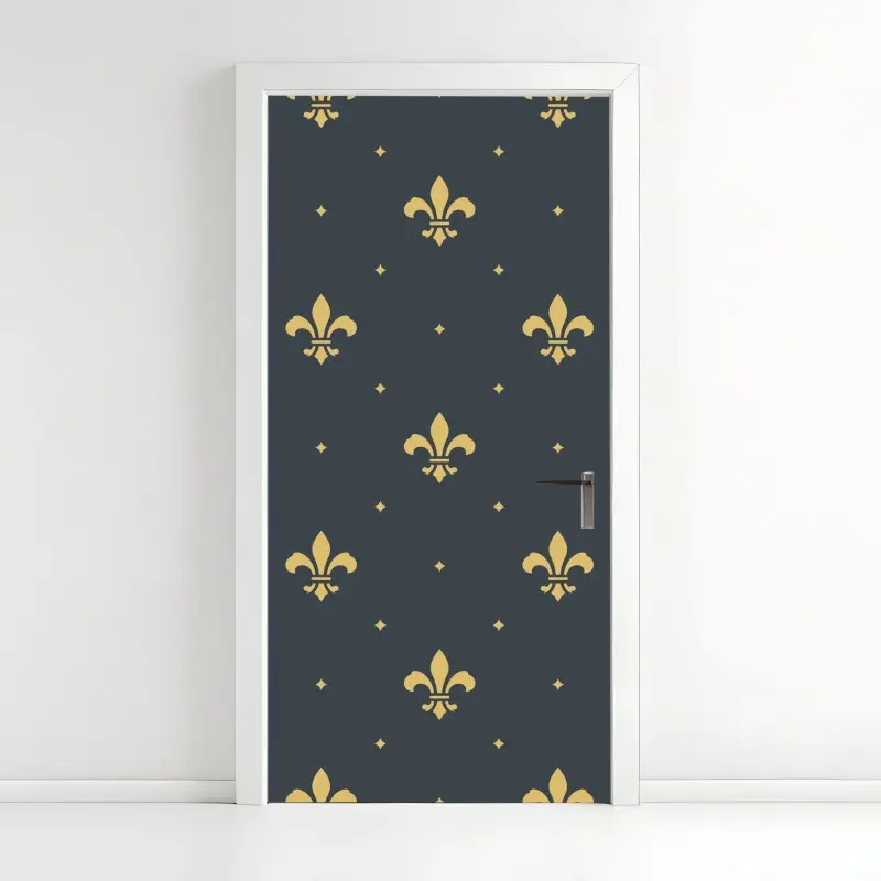 Türaufkleber goldenes lilienmuster auf dunklem hintergrund