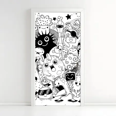 Türaufkleber verspielte monster-zeichnung – Pixers®