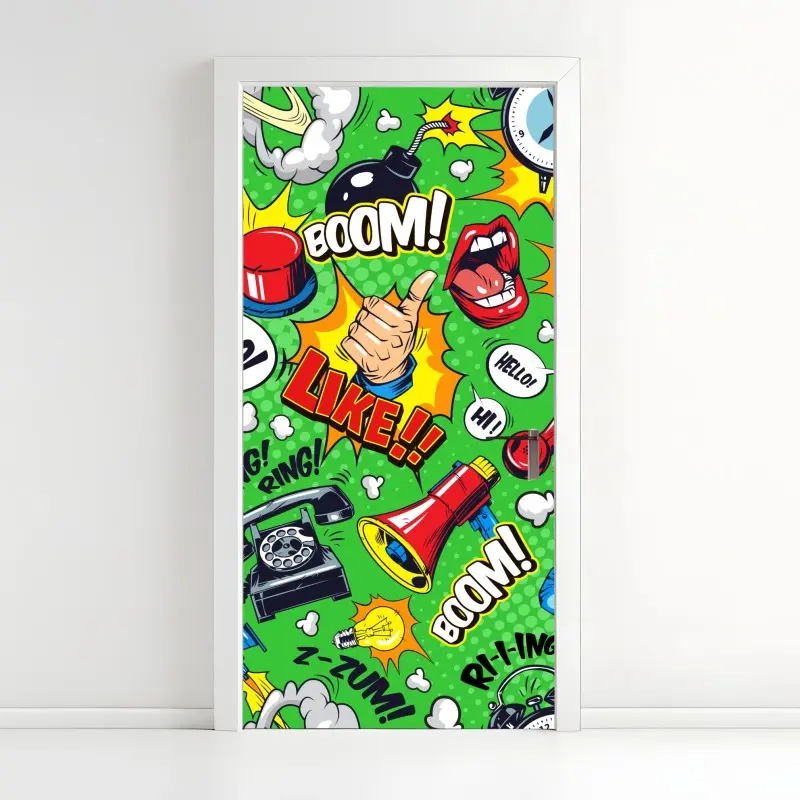 Türaufkleber comic pop-art explosionsmuster