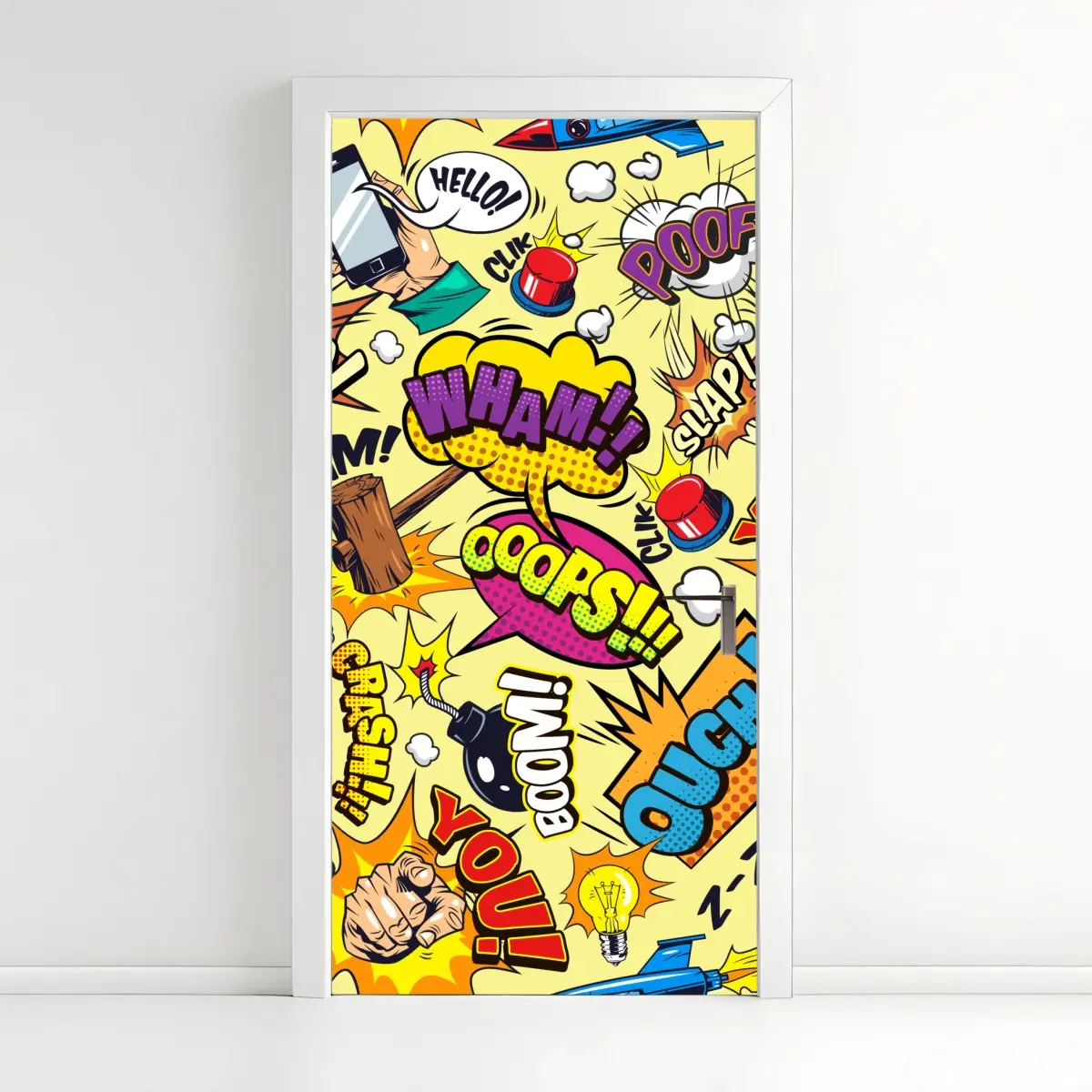 Türaufkleber retro pop-art comic collage – Pixers®